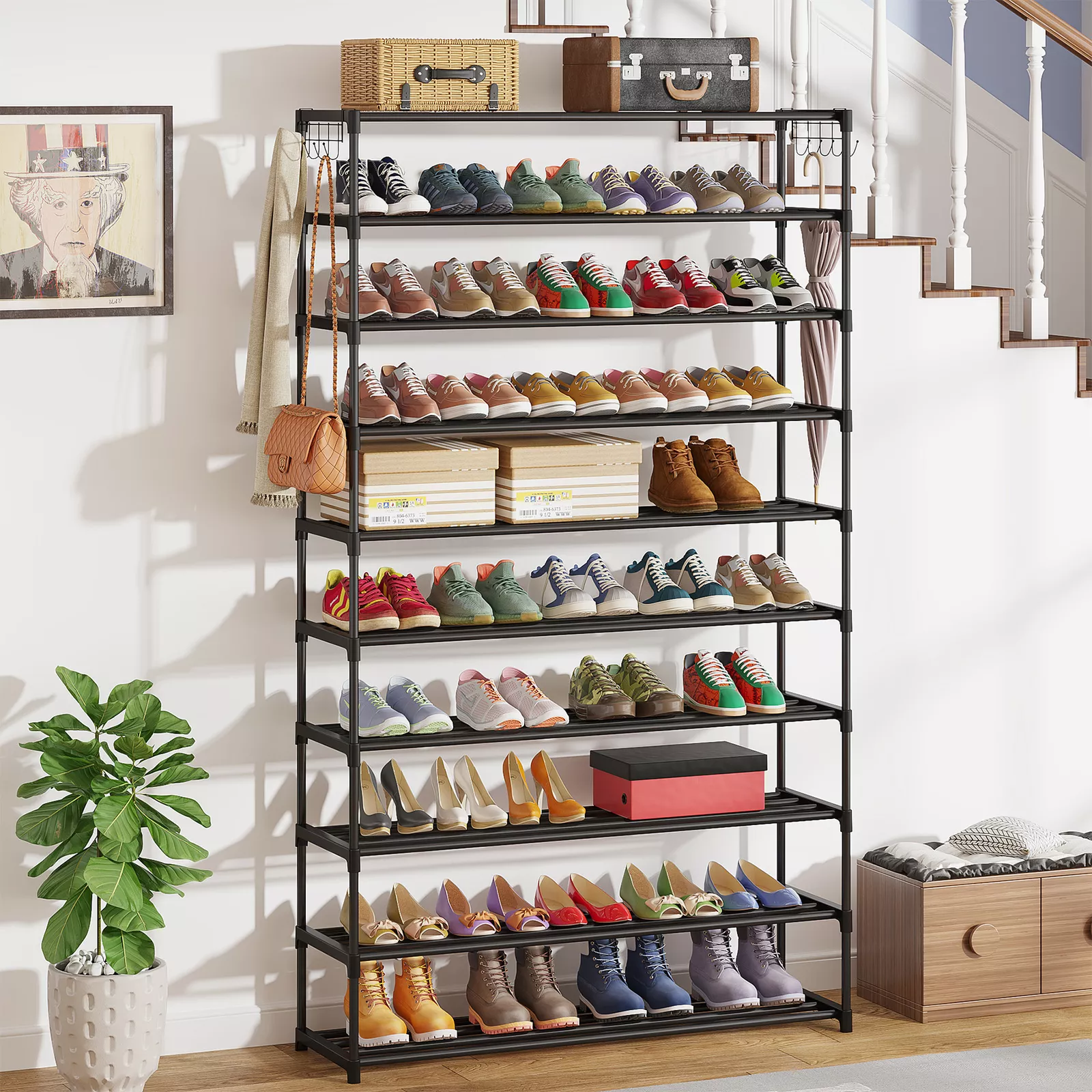 10-Tier Large Capacity Metal Shoe Rack 50-Pair Sho